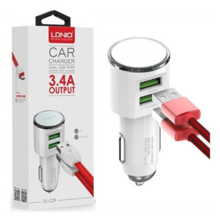 CARGADOR AUTO 2USB 3.4AMP SUPER CARGA RAPIDA LDNIO