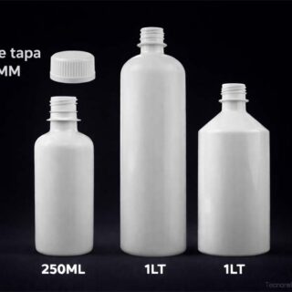 ENVASE BOTELLA BLANCA 250MM 1LT LITRO CON TAPA 28MM