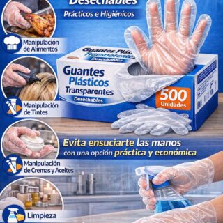GUANTES PLASTICOS TRANSPARENTES DESECHABLES